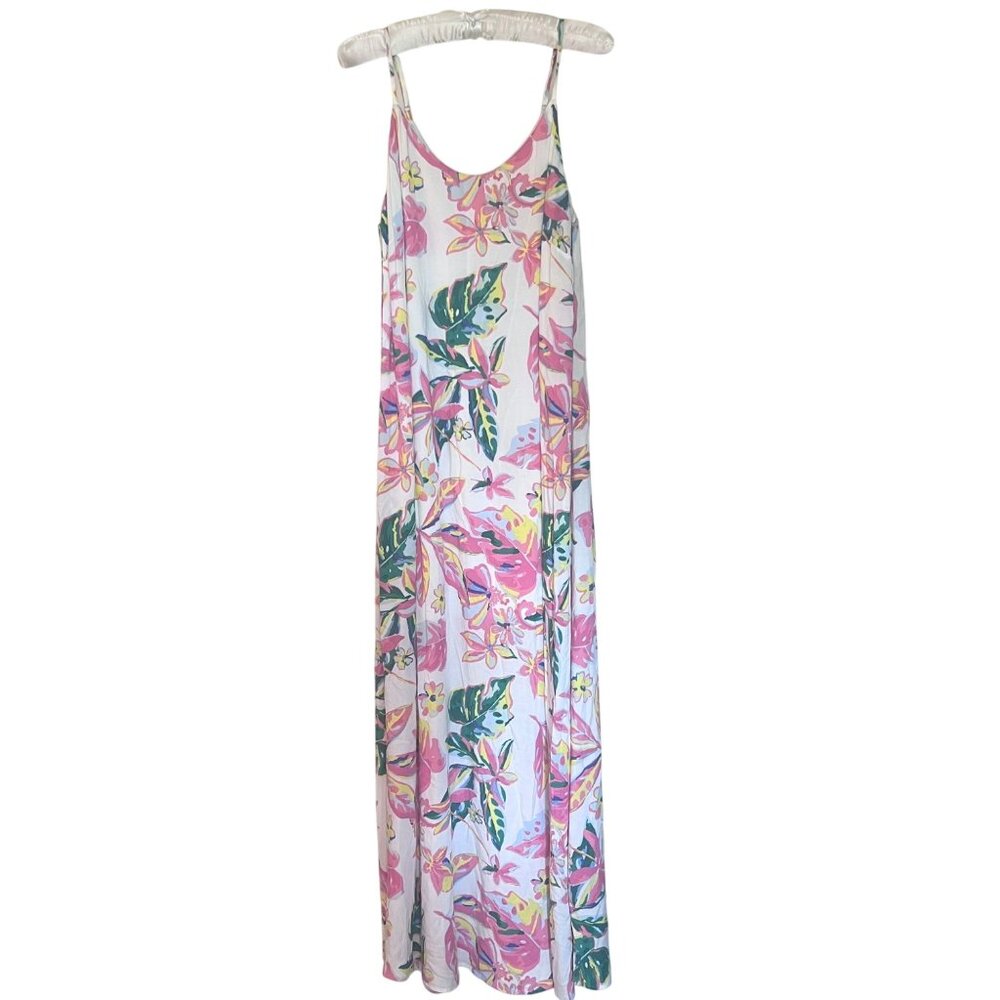 New Emily Wonder The Megan Floral Sleeveless Lined Maxi Dress Pockets Beachy - L